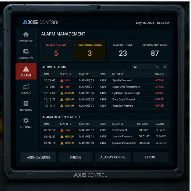 AXIS CONTROL — Endüstriyel HMI proje uygulaması